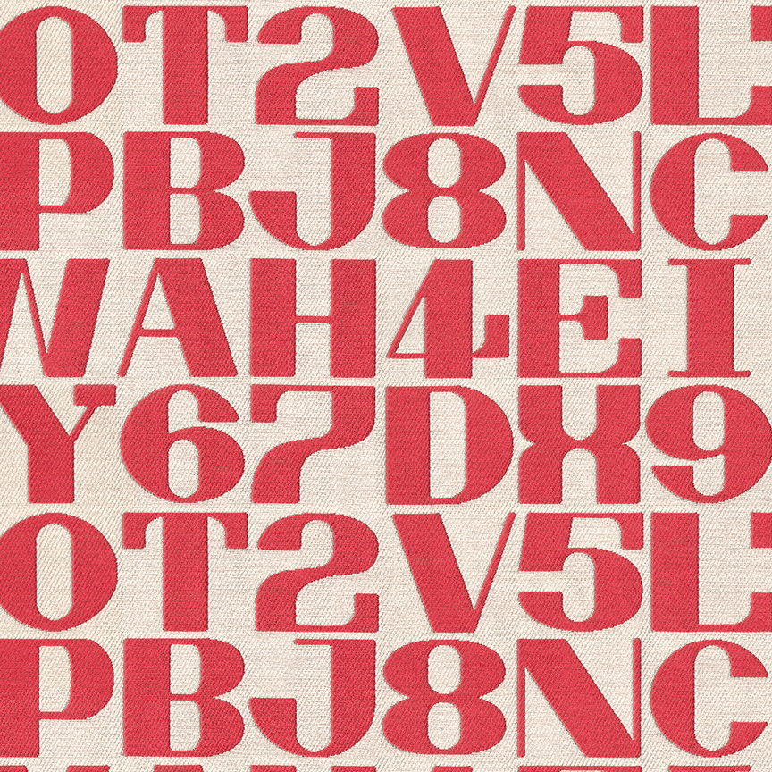 Detail image of Alphabet Twill  008 Crimson On White