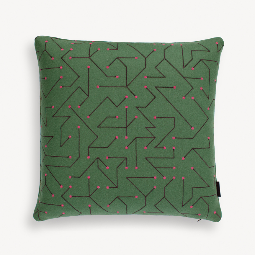 Detail image of Transistors Pillow 003 Black On Emerald