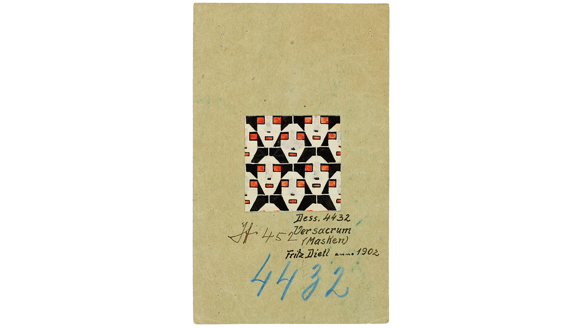 Fritz Dietl. <i>Design 4432</i>, 1902. Pencil, India ink, watercolor on paper mounted on backing paper. Photography courtesy of Leopold Museum.