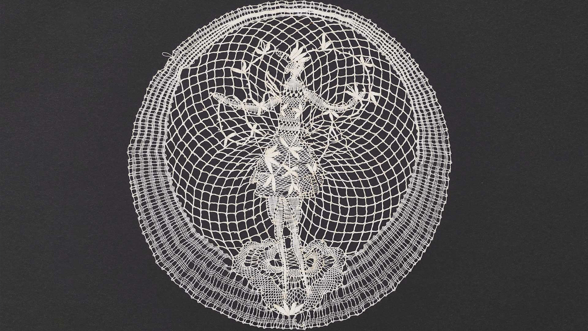 Dagobert Peche. "Klöppelmotiv" round lace insert with female figure. Courtesy of Museum of Applied Arts, Vienna. ©MAK/Georg Mayer. 