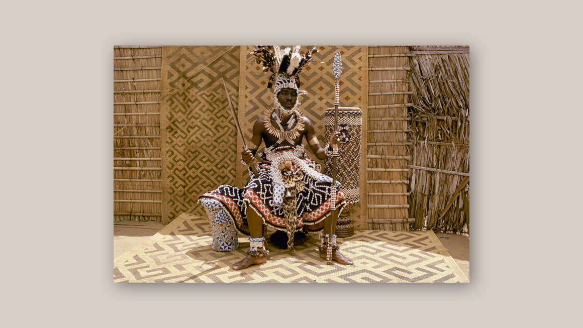 Kuba Nyim (ruler) Kot a Mbweeky III, Bungamba village, Congo (Democratic Republic). Photograph by Eliot Elisofon, 1970. EEPA EECL 2189 Eliot Elisofon Photographic Collection, National Museum of African Art, Smithsonian Institution.