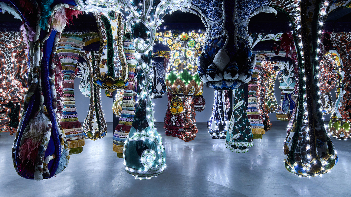 Joana Vasconcelos. <i>Enchanted Forest</i>, 2024. Photography © Jesús Domínguez. Courtesy of Museo Picasso Málaga.